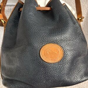 Dooney & Bourke Black and Brown Leather Bucket Bag